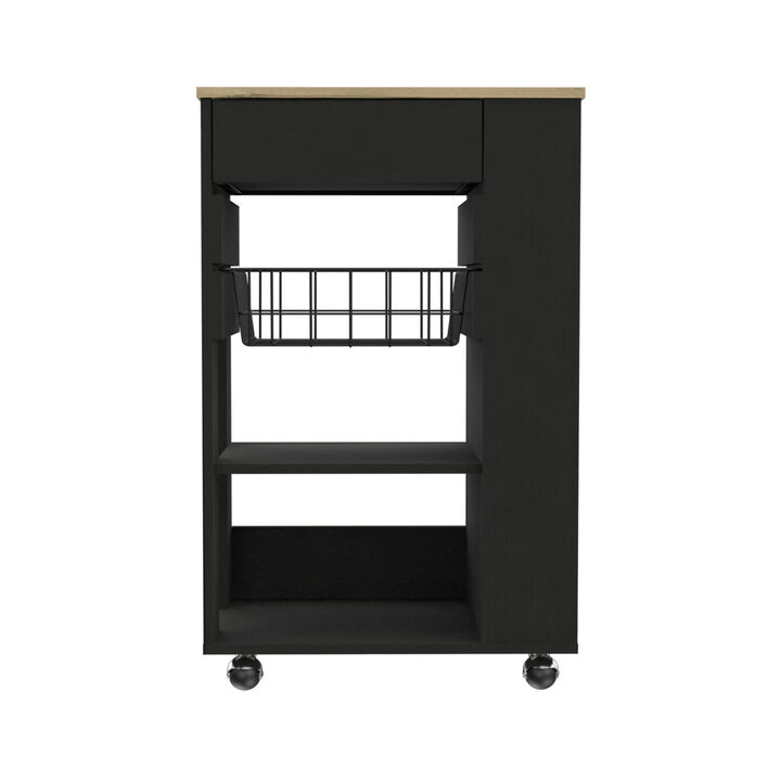 Prospect 5-Shelf 1-Drawer Kitchen Cart Black Wengue and Light Oak