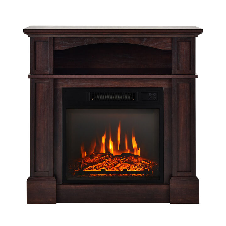 18-Inch 1400W Electric TV Stand Fireplace with Shelf for Cozy Living Rooms