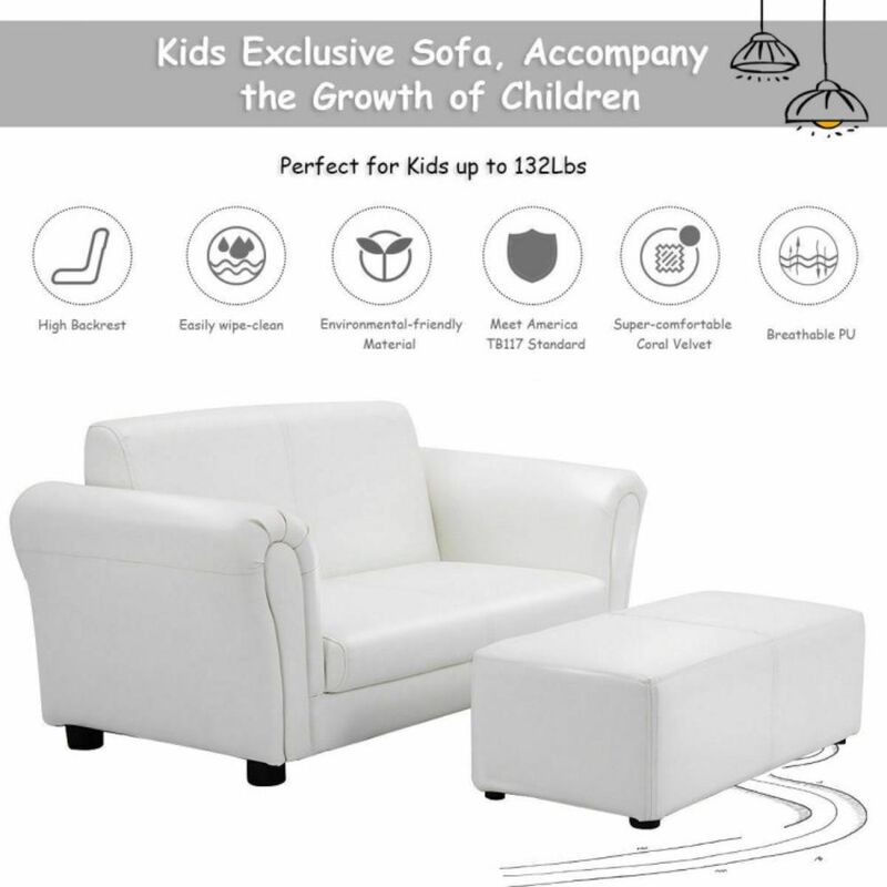 Hivvago Soft Kids Double Sofa with Ottoman