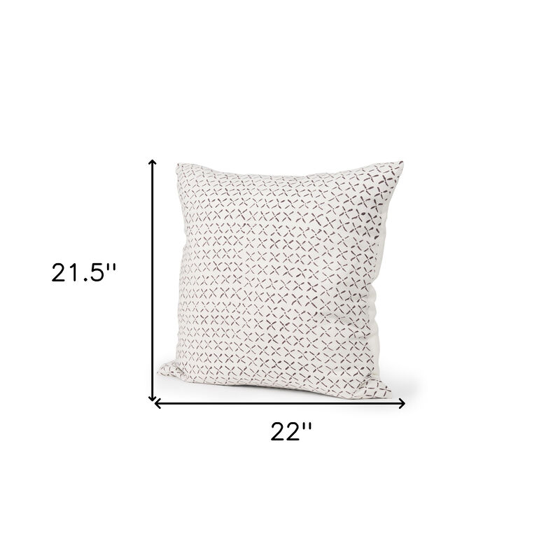 HomeRoots 22" Cream And Merlot Geometric Linen Throw Pillow Cover with Embroidery image number 3