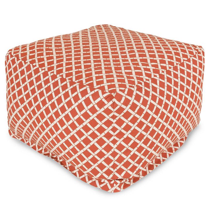 Majestic Home Goods Ottoman Pouf Bamboo Burnt Orange