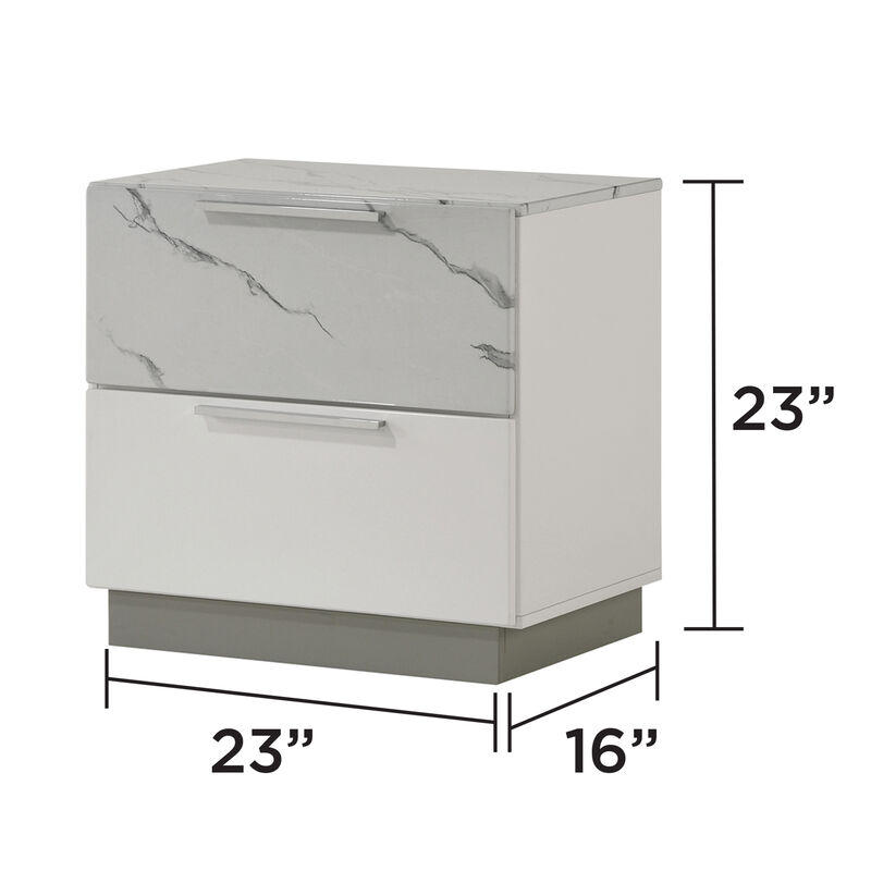 Lumirissiq Marble-Top 2-Drawer Nightstand image number 2