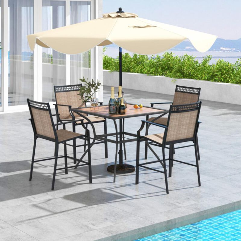 Hivvago Patio Dining Table for 4 Square Bistro Table with Umbrella Holes