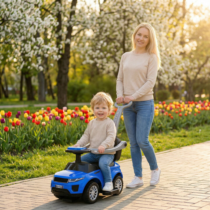 BreeBe 3 In 1 Push Cars for Toddlers Kid Ride on Push Car Stroller Sliding Car with Horn Music Light Function Secure Bar Ride on Toy