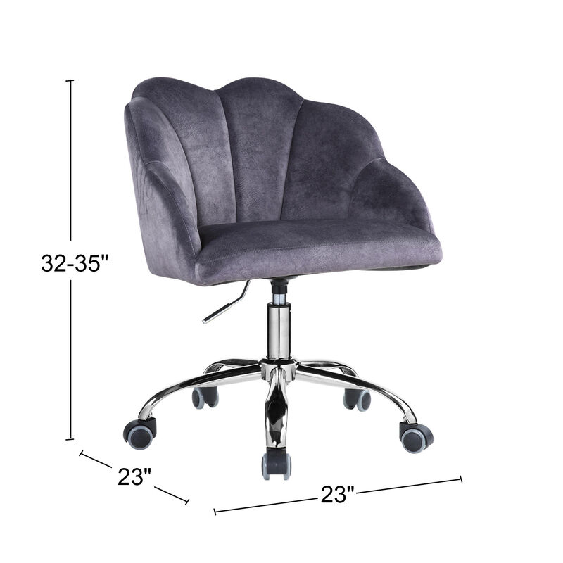 Office Chair in Dark Gray Velvet and Chrome