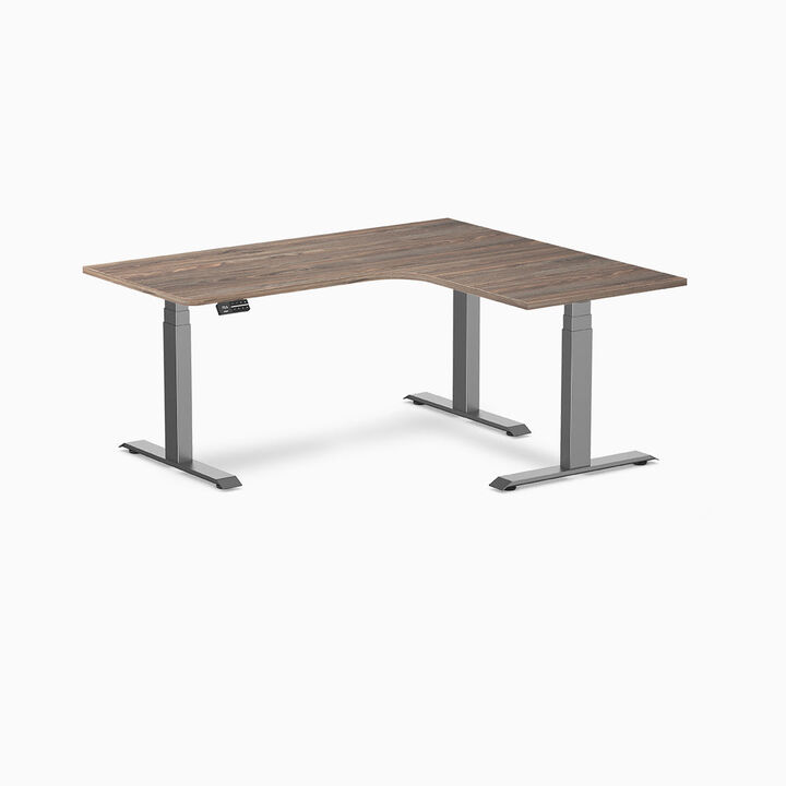 Desky L-Shape Curved Laminate Sit Stand Desk