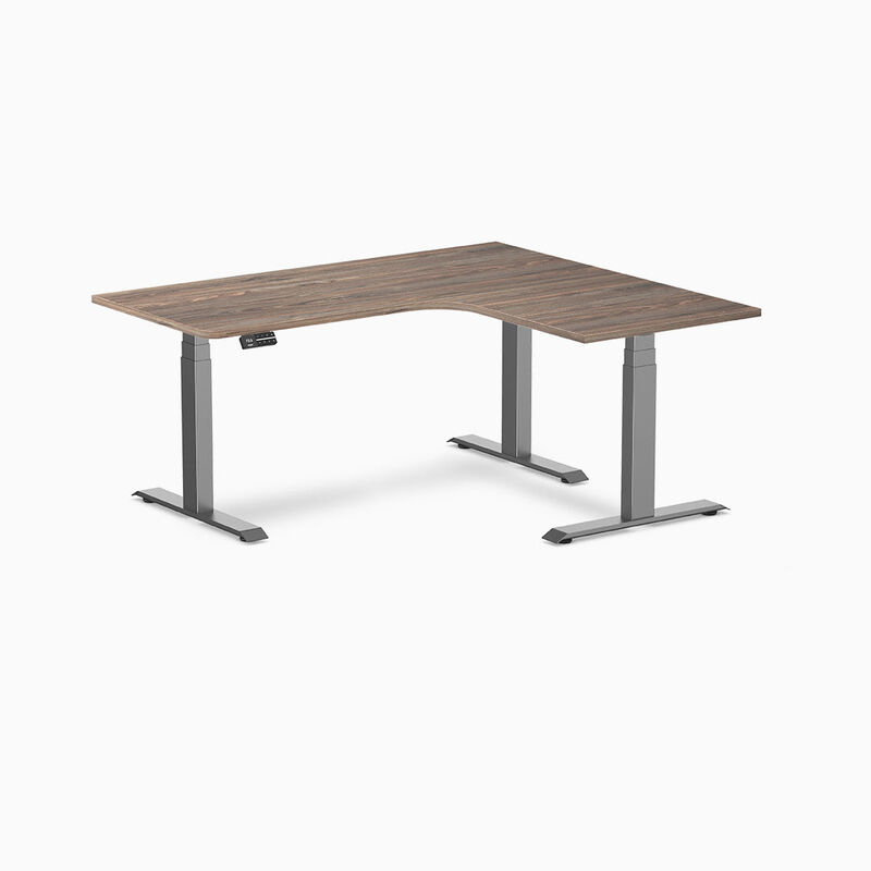Desky L-Shape Curved Laminate Sit Stand Desk image number 0