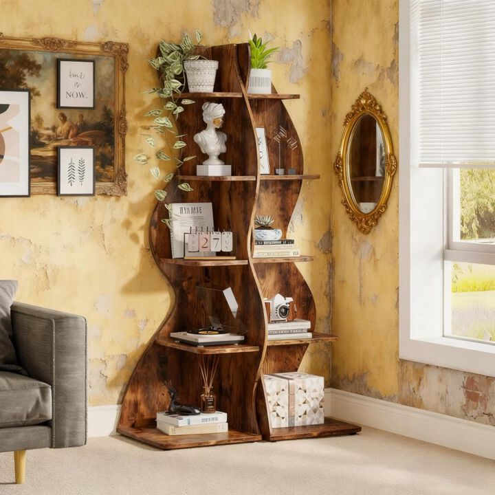 GOODSILO 5-Tier Multi-Functional Corner Bookshelf Storage Rack Plant Stand Organizer