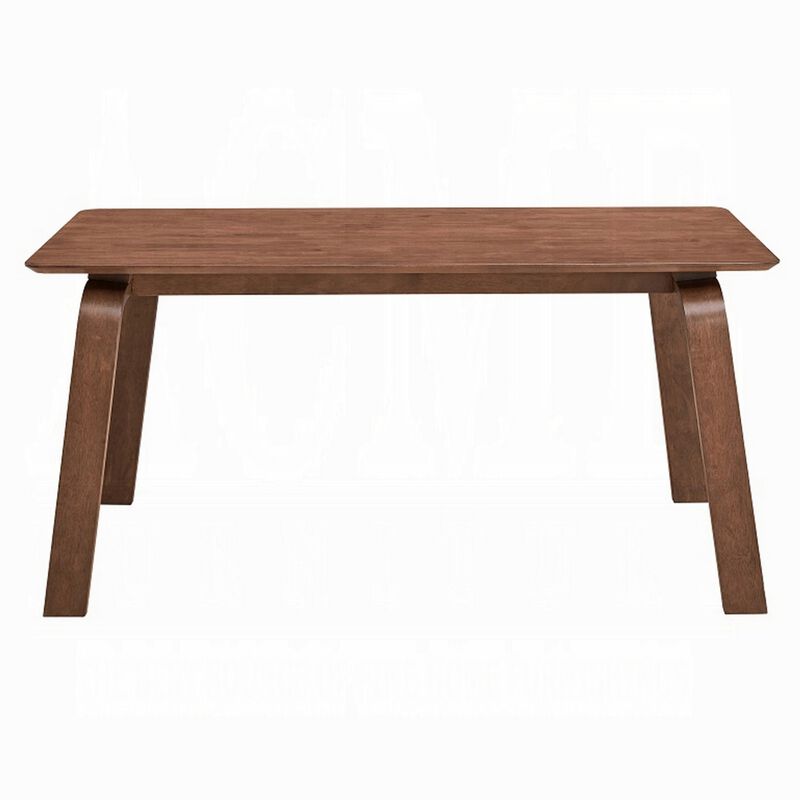 Kinni Dining Table, Walnut Brown Wood, Bent Legs, Rectangular 63 Inch