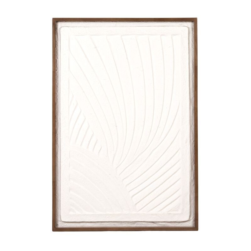 Rowena Interiors Oak Wood Framed Textured Wall Art Panel with Organic Relief Design, Cream image number 3