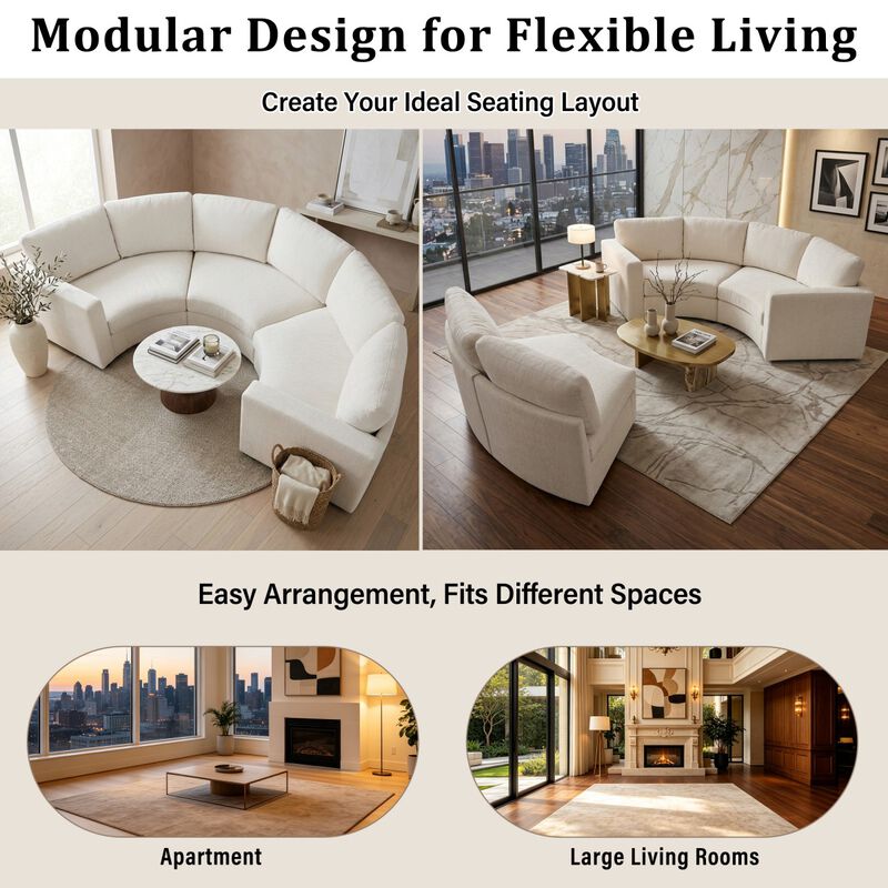 Blesbe Curved Modular Sectional Sofa image number 6