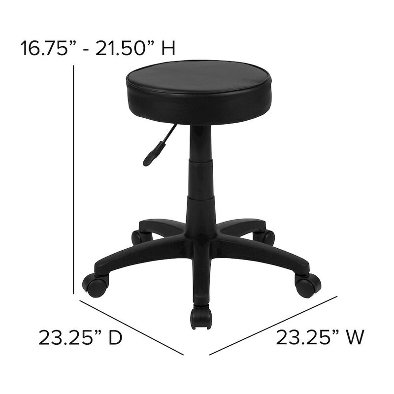 Flash Furniture Black Adjustable Doctors Stool on Wheels with Ergonomic Molded Seat image number 3