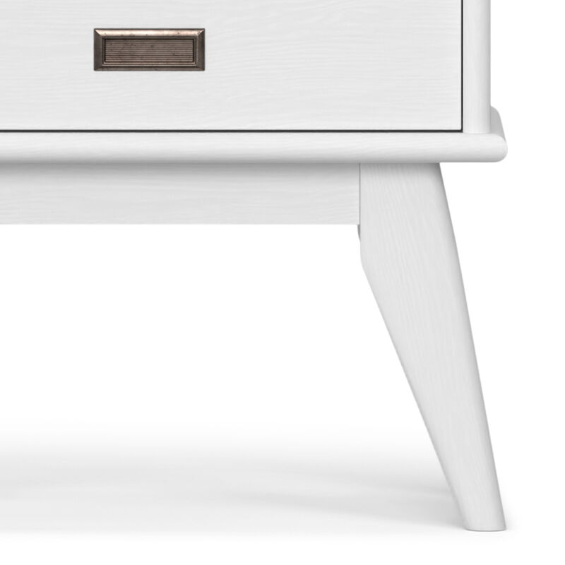 Draper SOLID HARDWOOD 64 inch x 22 inch Mid Century Modern Bookcase and Storage Unit in White