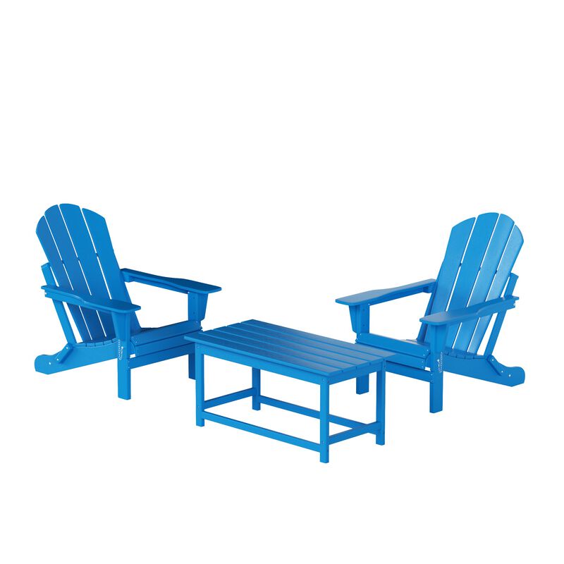 WestinTrends 3-Piece Outdoor Patio Adirondack Chair with Coffee Table Set