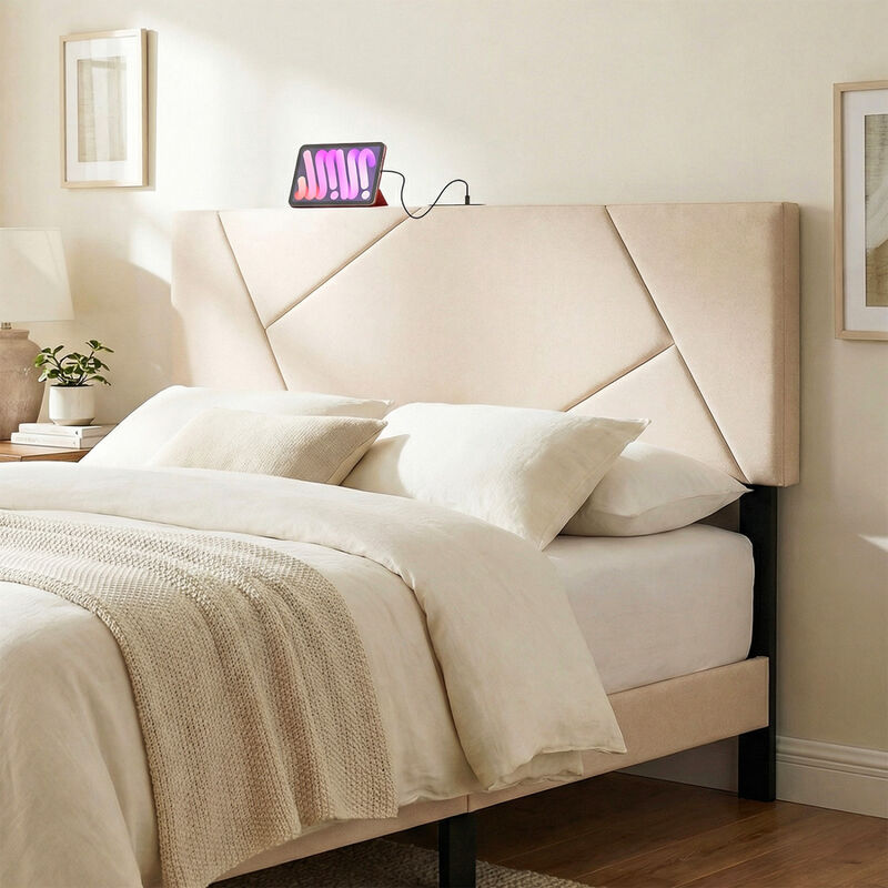Modern Geometric Upholstered Headboard image number 6