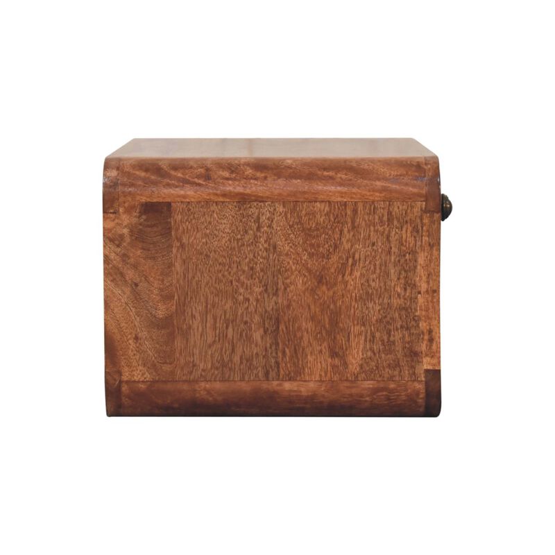 Artisan Furniture Solid Wood Curved Honey Caramel Wall Mounted Bedside with Open Slot image number 7