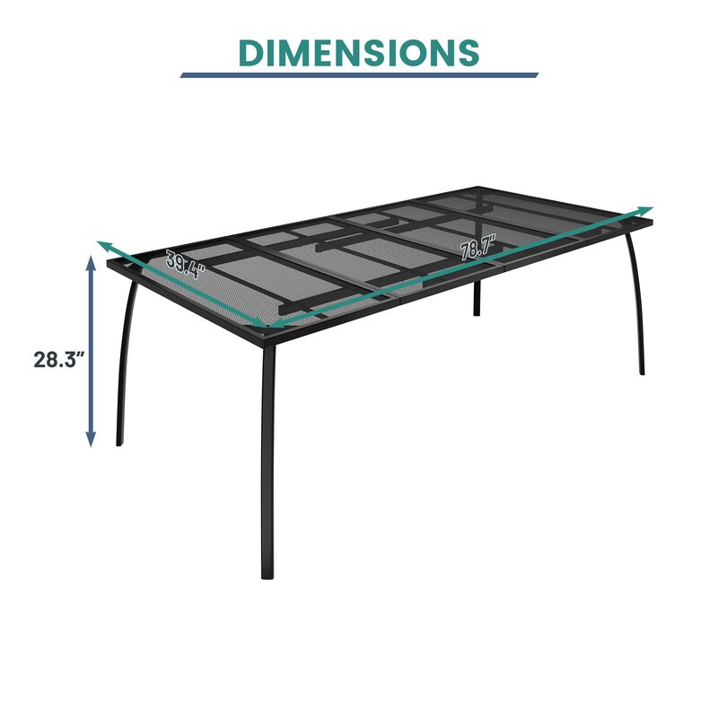 MONDAWE Steel Mesh Table Rectangle Extra Large Dining Table With Powder Coating