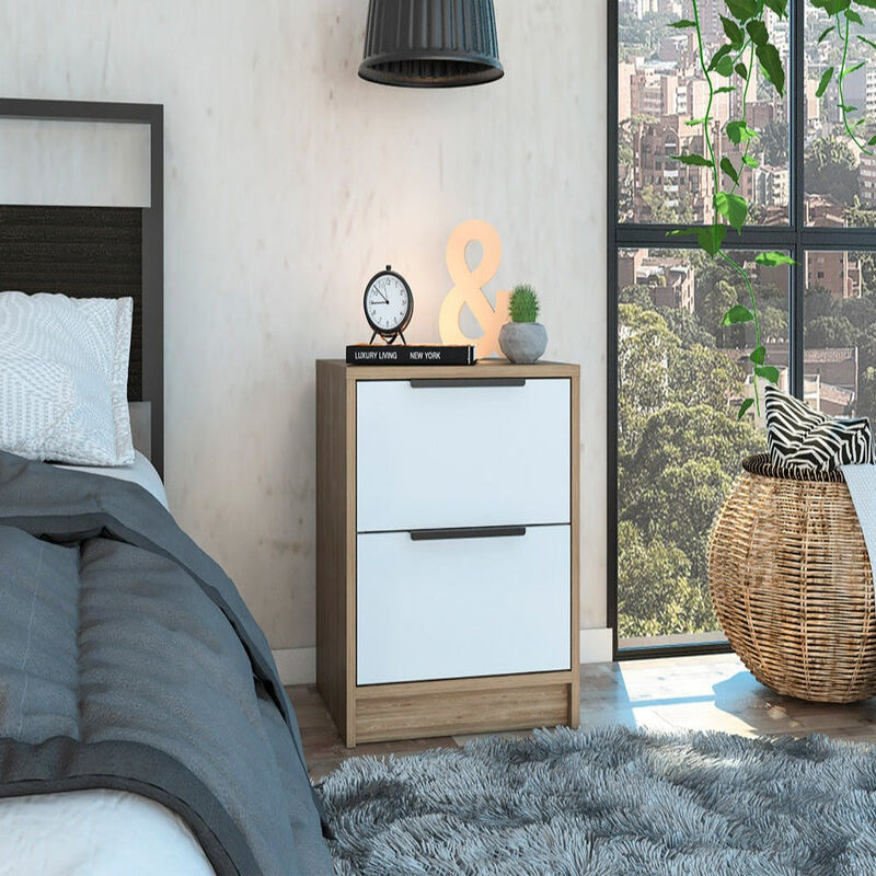 Nightstand Cervants, Bedroom, White / Pine