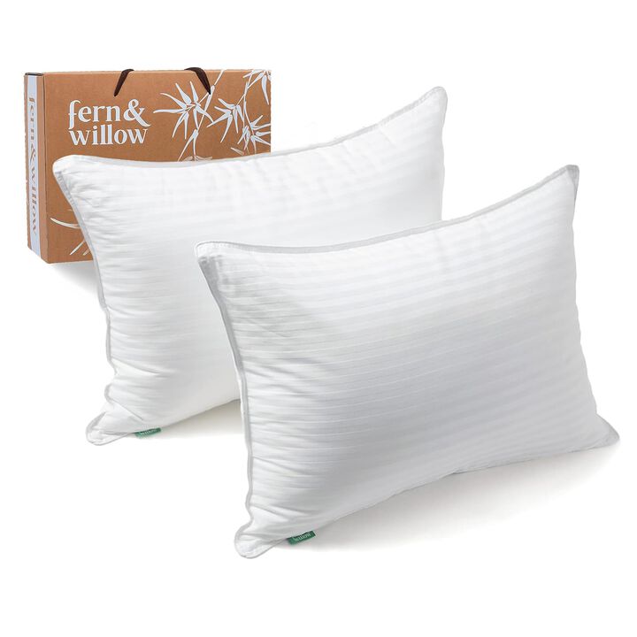 Premium Queen Size Bed Pillows - Set of 2, 20""x28"", Cooling Hotel Quality, Down Alternative Fill, Medium Firm Support, Luxury