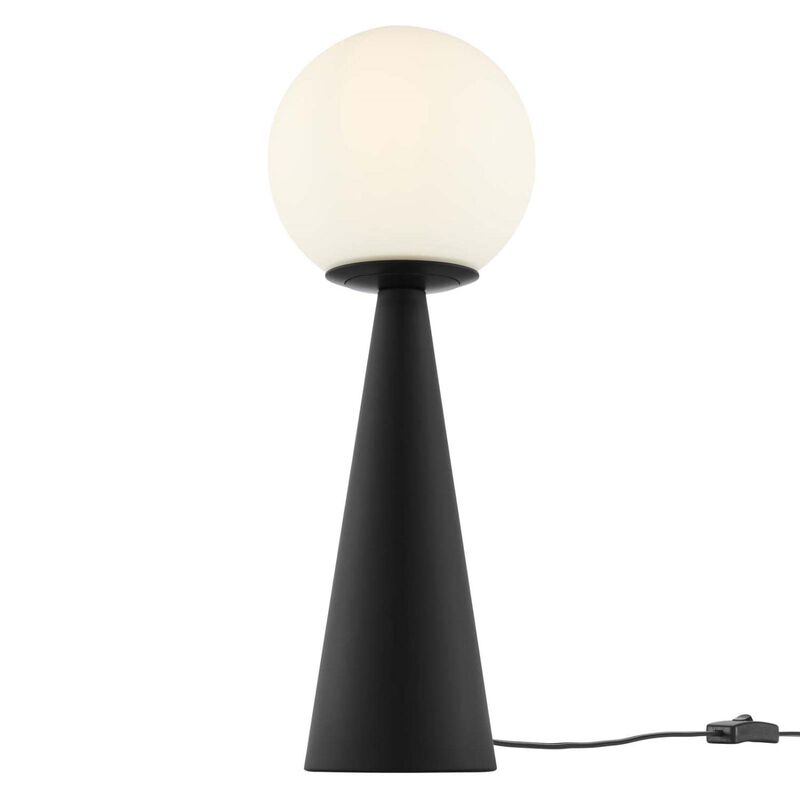 Modway Apex 1-Light Modern Glass/Metal Table Lamp in White/Black