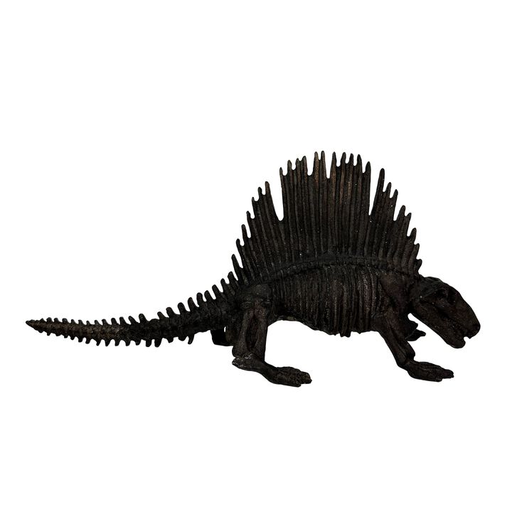 Dimetrodon Dinosaur Statue Fossil Style Brown Polyresin Sculpture 18 Inch