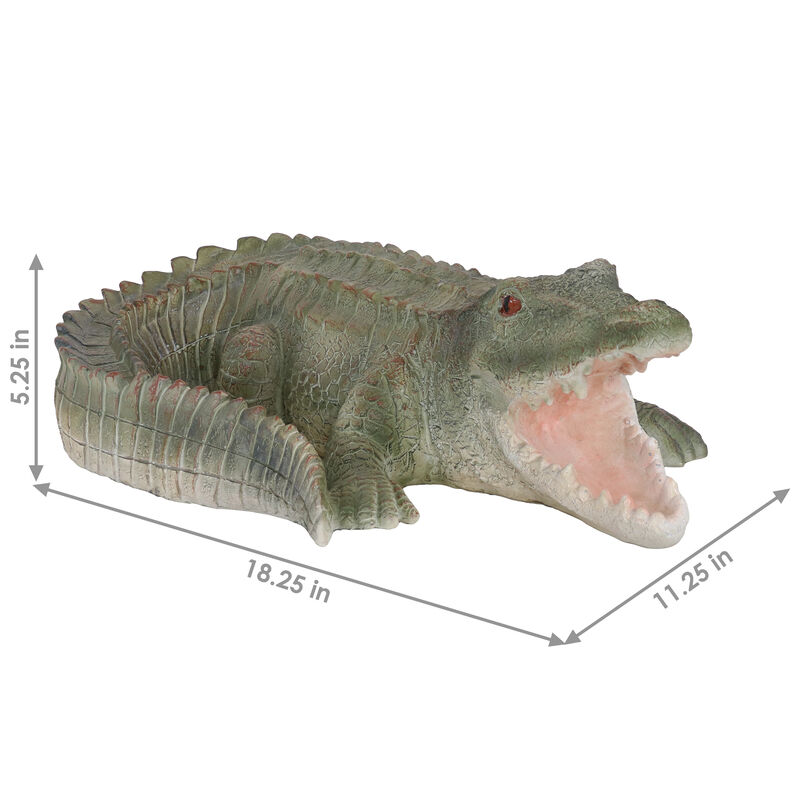 Sunnydaze Chloe the Crabby Crocodile Indoor and Outdoor Statue - 18 in