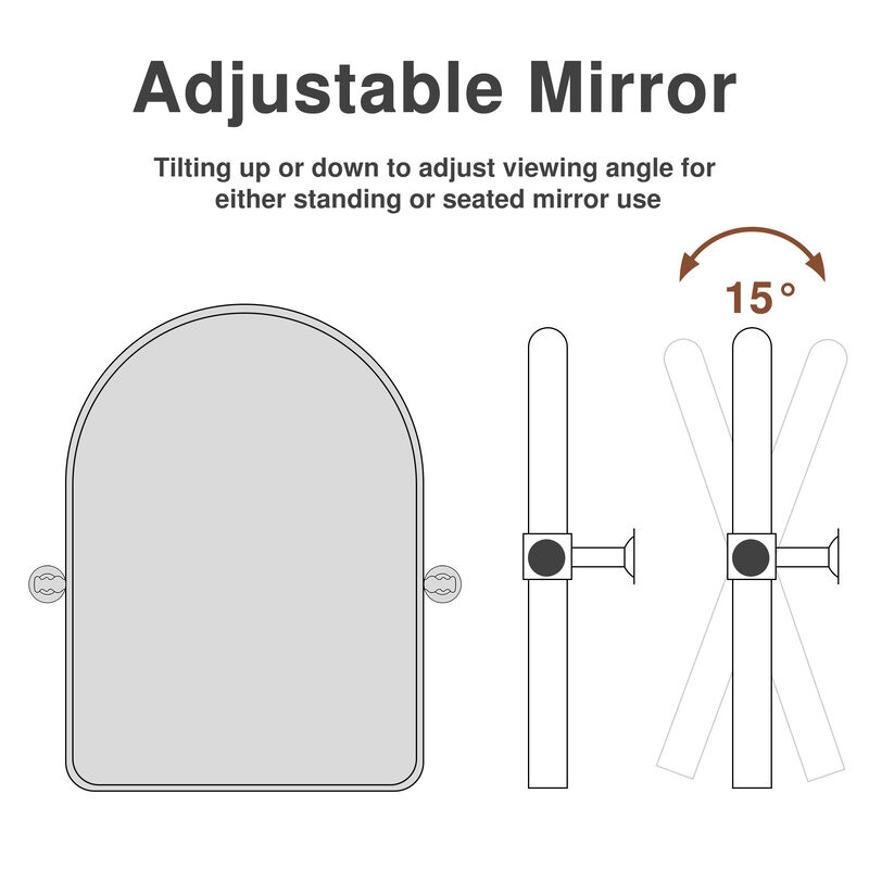 32*23  Arched Metal Black Framed Wall Mirror Round Corner Bathroom Vanity Mirror(Set Of 2)