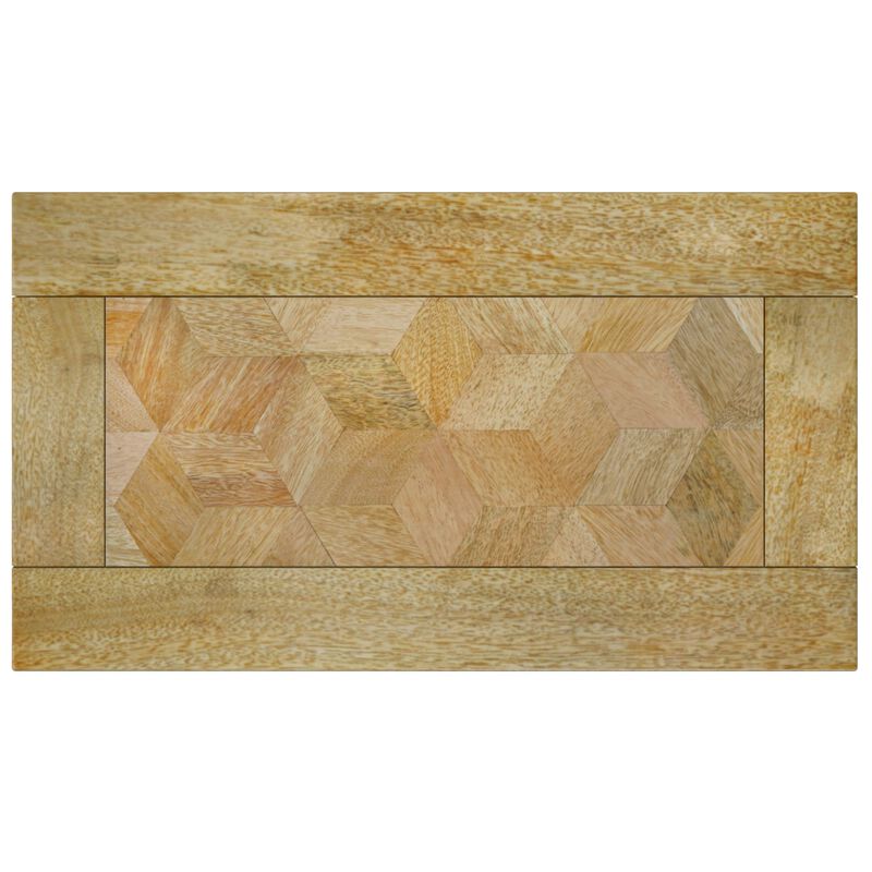 SIMPLIHOME Skyler Solid Mango Wood and Metal 18 inch Wide Rectangle Industrial C Side Table with Inlay in Natural, Fully Assembl