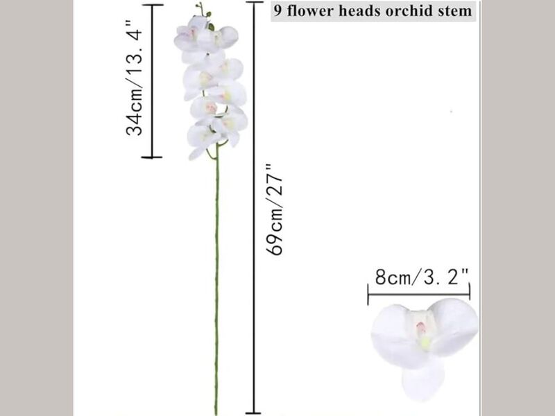 6 Piece White Artificial Orchid Flower Stems Wedding Centerpiece Decor image number 2
