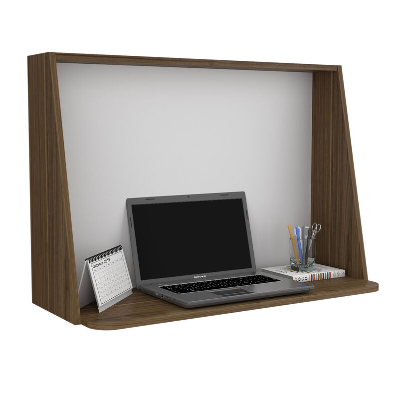 Streamdale Zambia Wall Desk, Single Shelf - Mahogany White