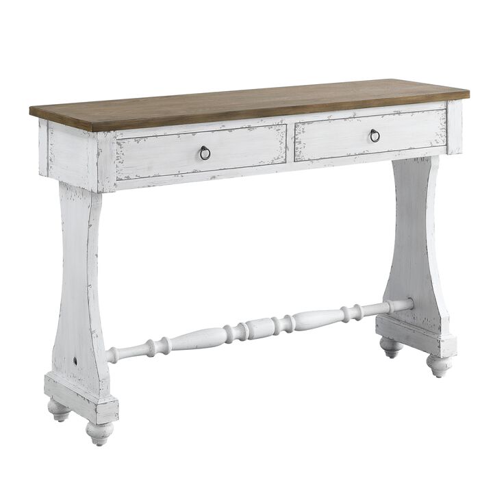 ACME Carminda Console Table, Antique White Finish