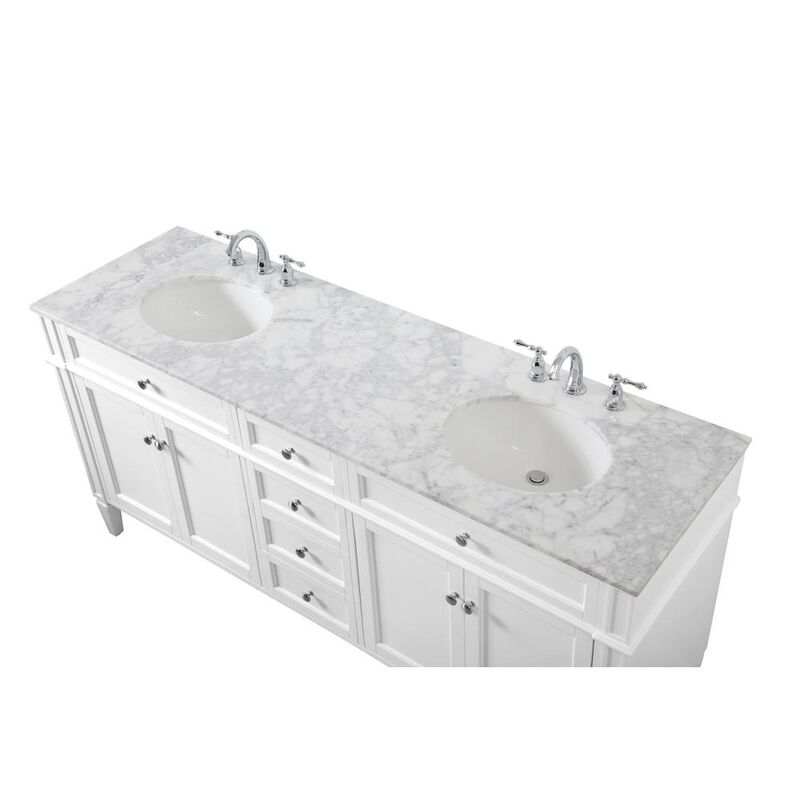 Elegant Kitchen and Bath 72 inch double bathroom vanity in white