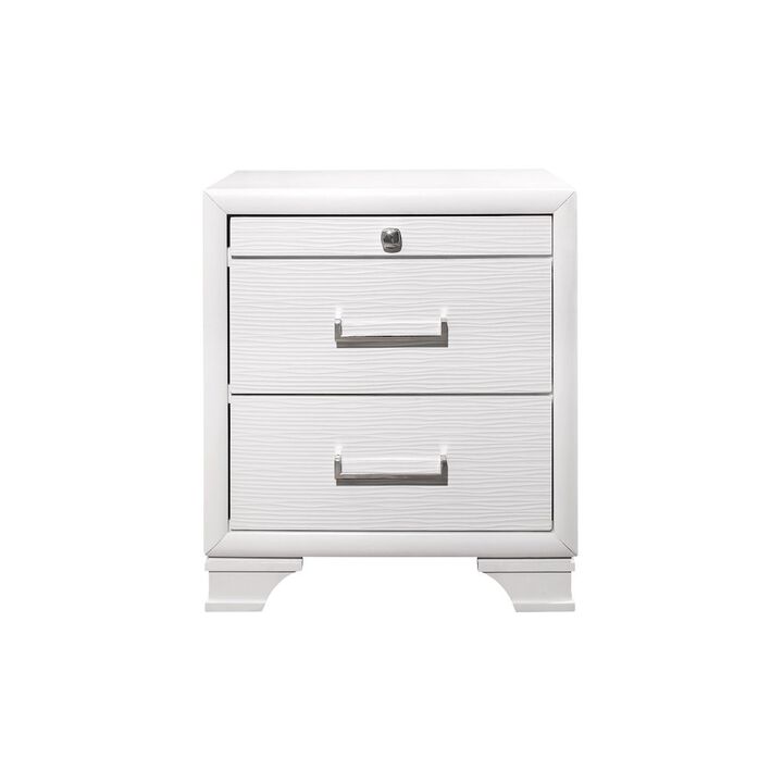 Global Furniture USA Transitional Glam Jordyn White Nightstand, White