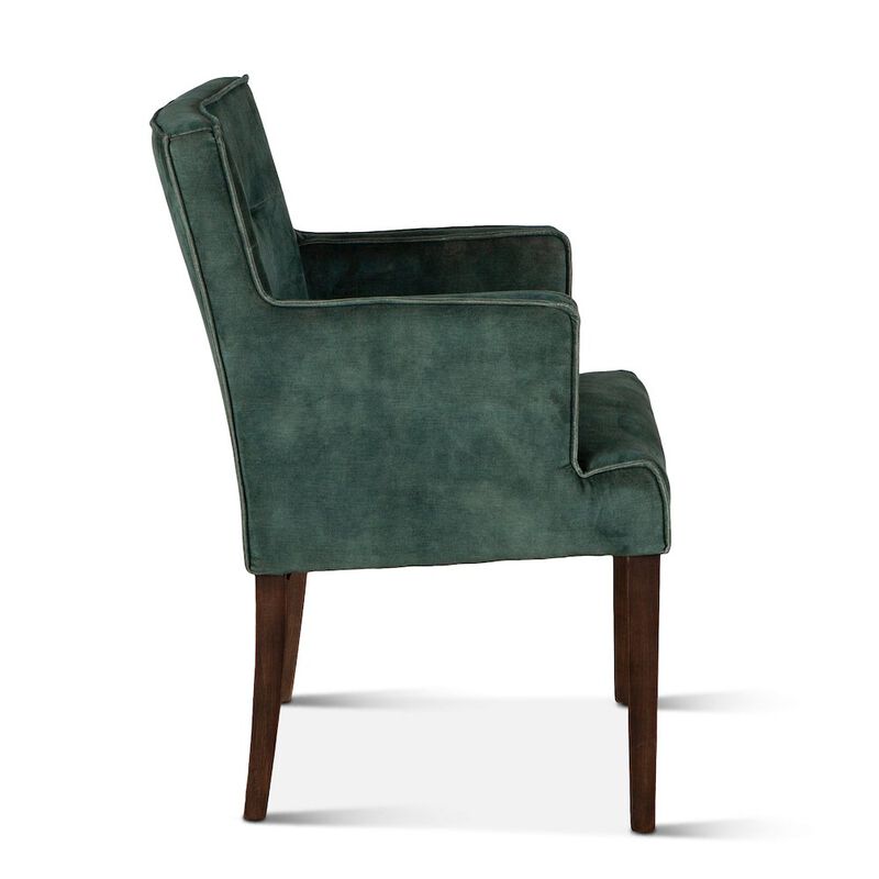 World Interiors Aven Armchair in Green Velvet with Dark Legs