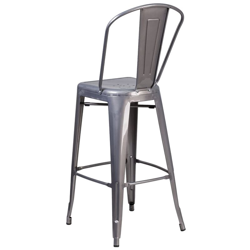 Flash Furniture 30'' High Clear Coated Indoor Barstool with Back