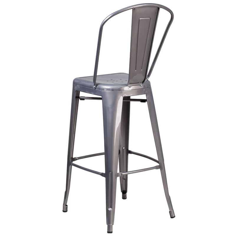 Flash Furniture 30'' High Clear Coated Indoor Barstool with Back image number 4