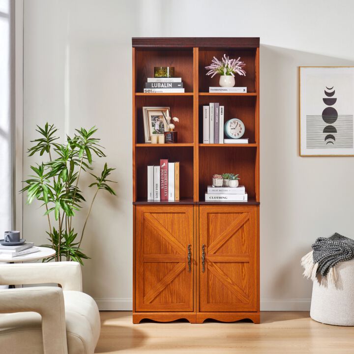 Gitzam Farmhouse Tall Storage Cabinet Barn‑Door 2‑Pack Combo Unit