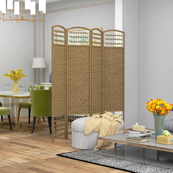 Hivvago 4-Panel Folding Room Divider with Wave Fiber Design