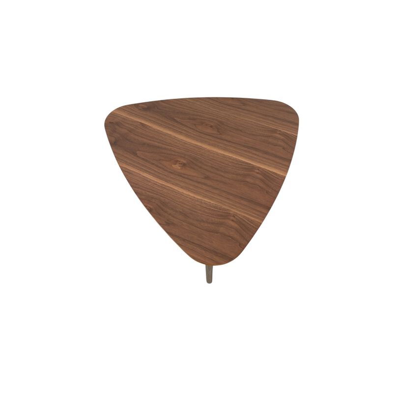 Hle Coffee Table, 23 Inch Modern Brown Walnut Veneer Top, Chrome Base