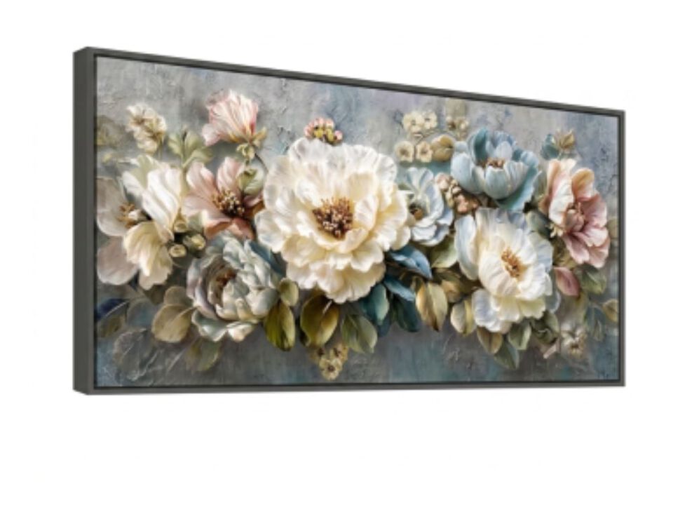 Large Vintage Wall Decor Retro Floral Textured Canvas Art Rustic Farmhouse Above