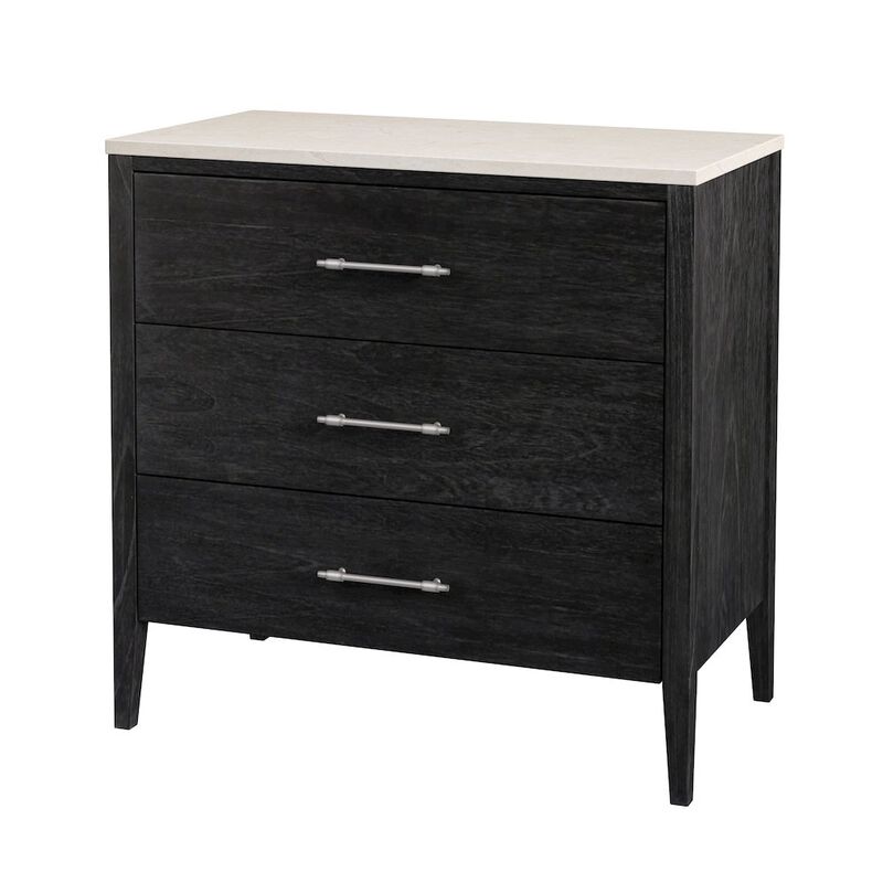 Butler Specialty Averly 32.75 in. W Rectangular Marble and Wood 3 Drawer Chest, Black image number 0