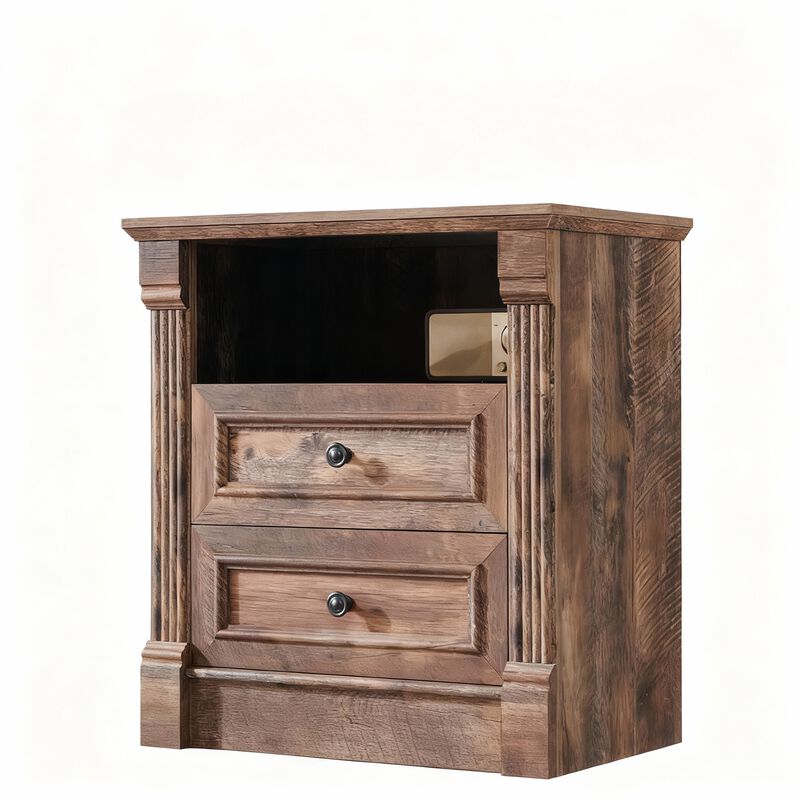 Roman Column Nightstand with USB & AC Charging, Drawer & Shelf image number 0