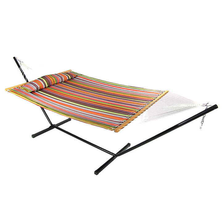 Sunnydaze 2-Person Quilted Fabric Hammock with Steel Stand