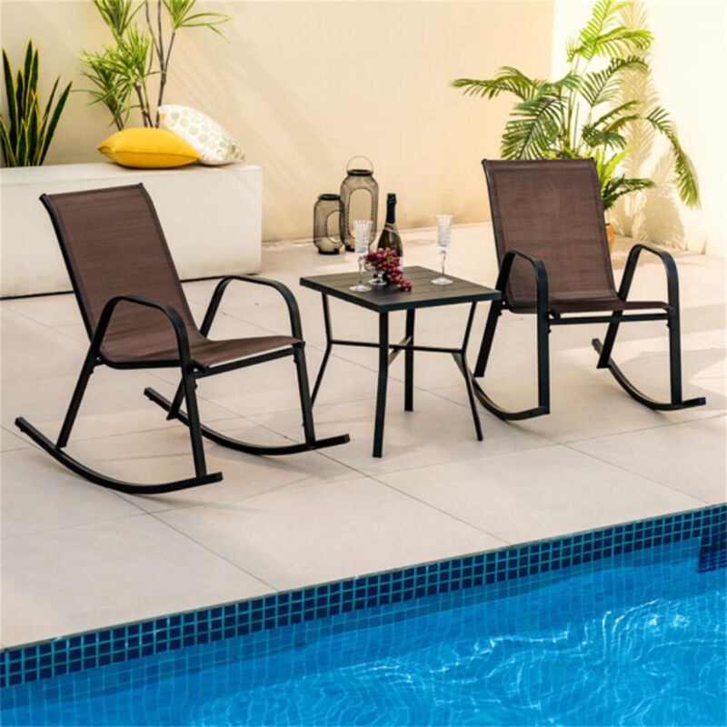 2-Piece Outdoor Rocking Chair Set Weather-Resistant Patio Seating for Porch, Garden, or Deck