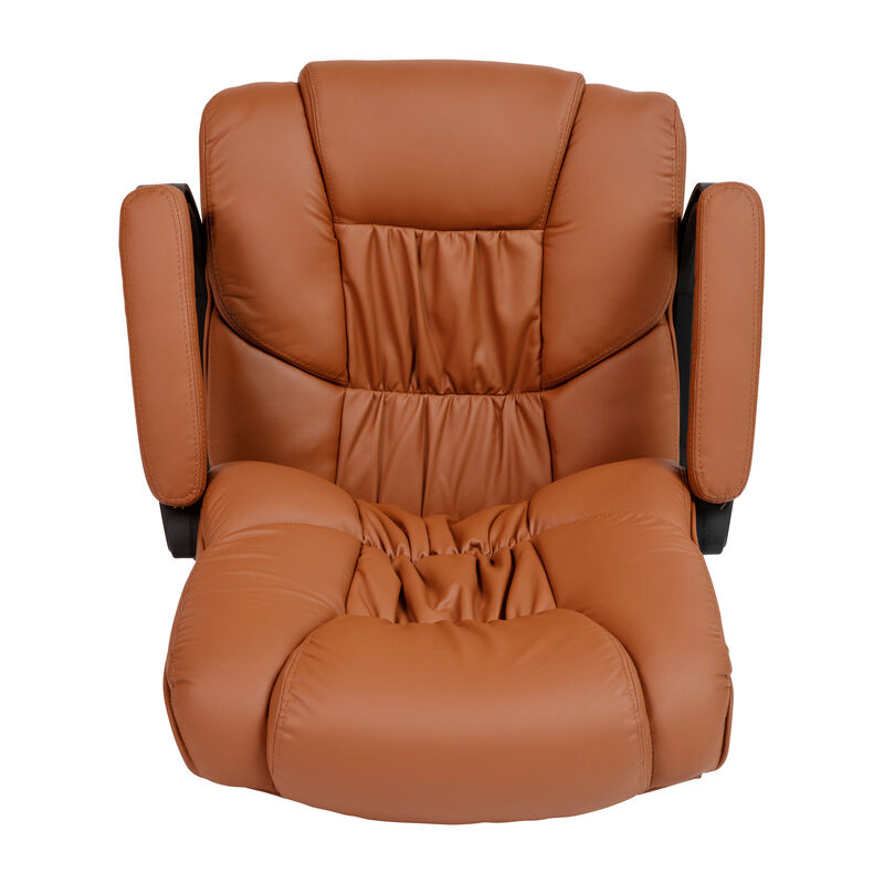 Flash Fundamentals Big & Tall 400 lb. Rated Black LeatherSoft Swivel Office Chair with Padded Arms image number 8