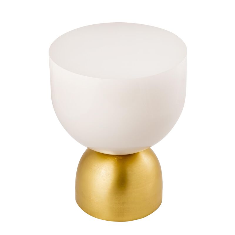 Pasargad Home Calista Iron Round Side Table, Brass - Ivory