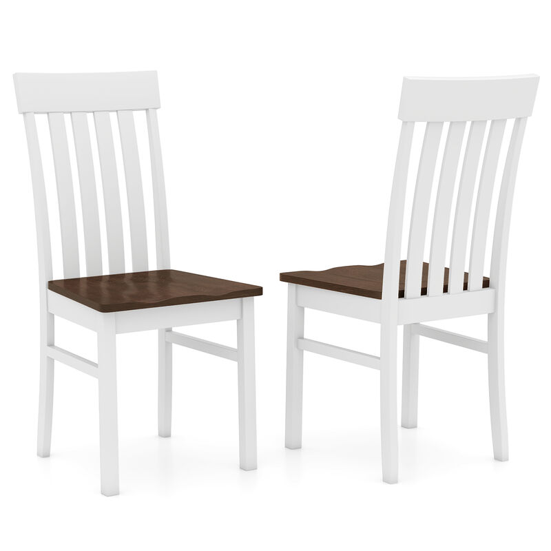 Kitchen Dining Chairs Set of 2, Armless Chairs with Slatted High Backrests image number 3