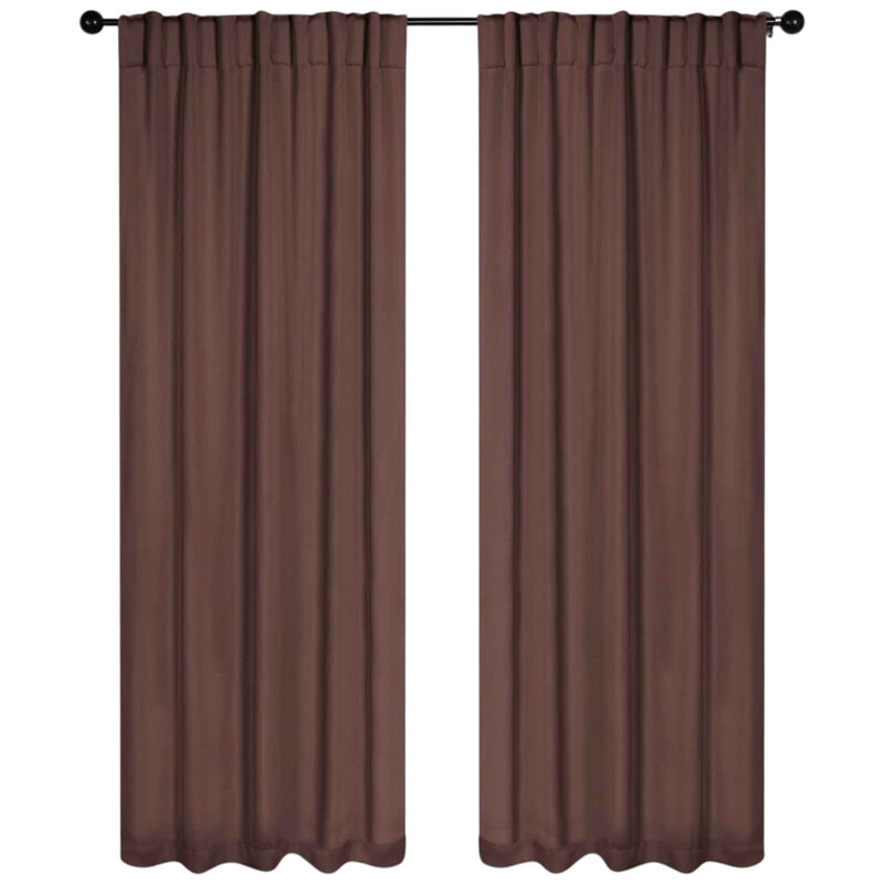 Blackout Window Curtains Set of 2 Solid Room Darkening Back Tab Panels image number 0