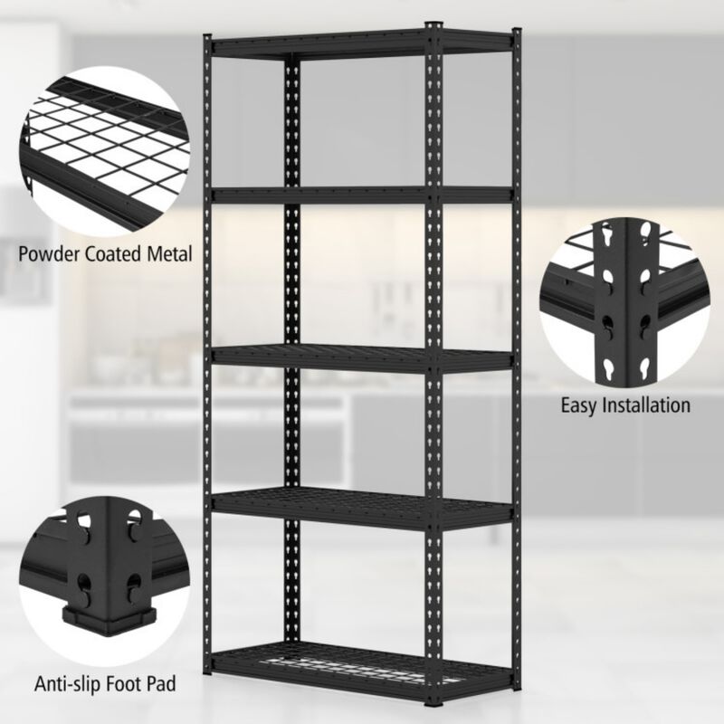 5-Tier Heavy Duty Metal Storage Shelving Unit Adjustable Rack image number 4
