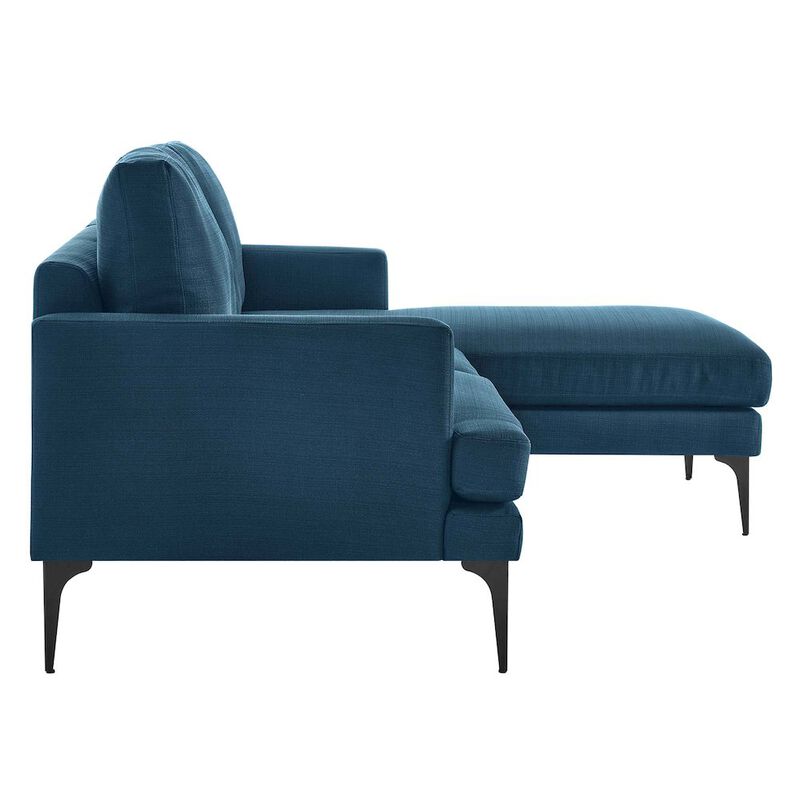 Modway Evermore Right-Facing Metal and Fabric Sectional Sofa in Azure Blue image number 2